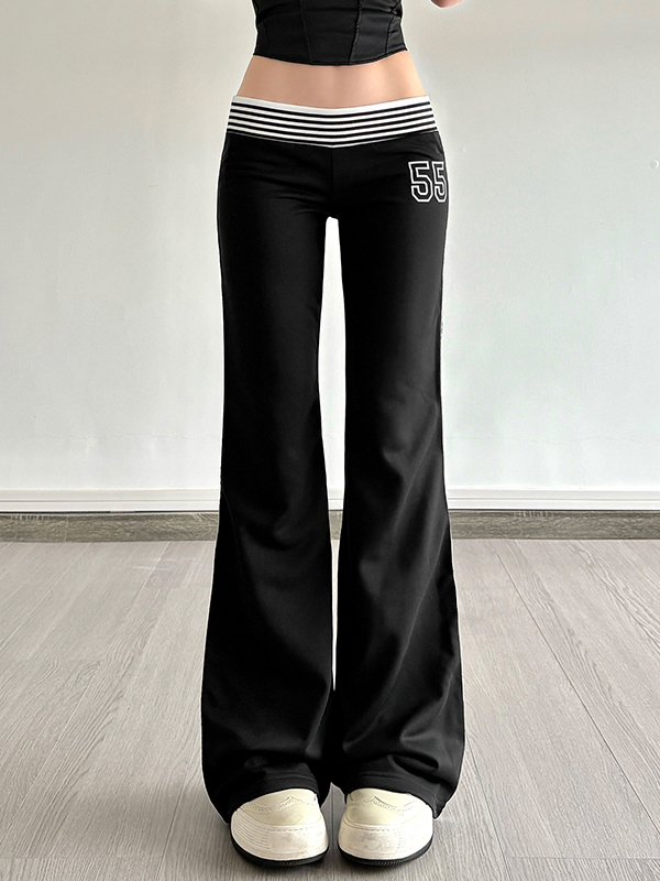 Pantalones rectos con cintura de color contrastante