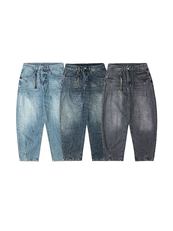 Vaqueros holgados con piernas anchas, color azul, holgado, retro japonés