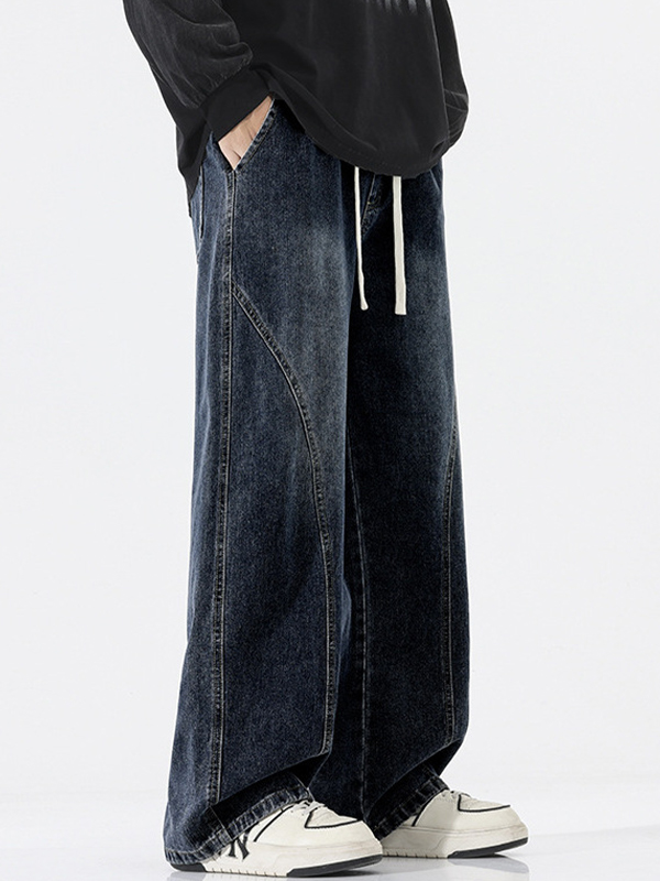 Jeans holgados con diseño de empalmes americanos