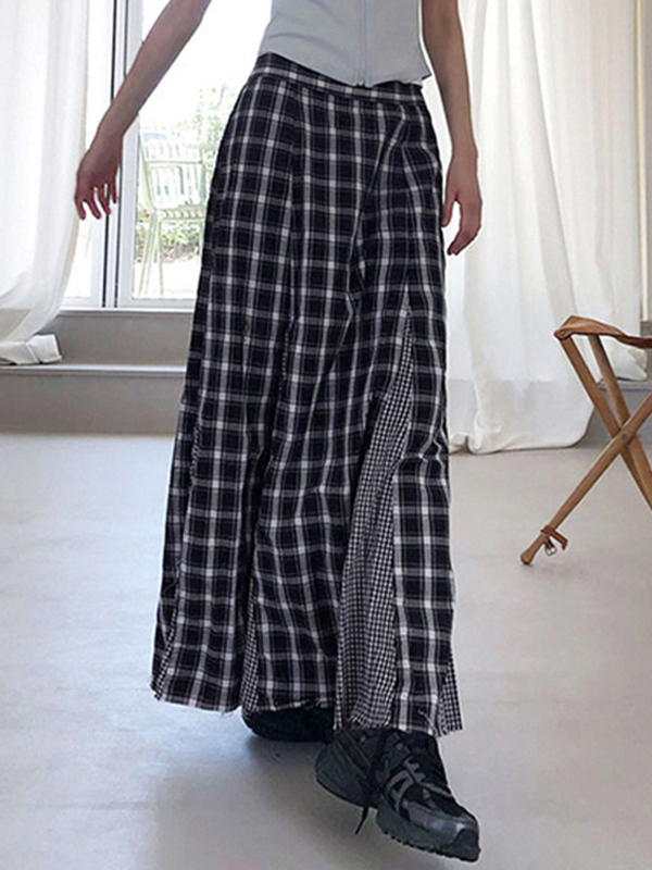 Falda larga con dobladillo en A y diseño colour block