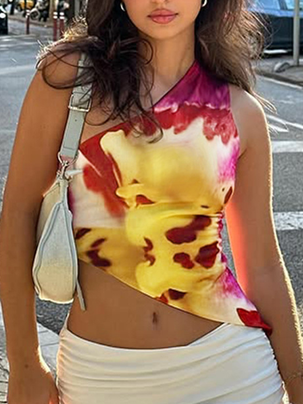 Camiseta sin mangas con estampado floral