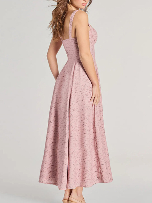 Vestido maxi ajustado sin espalda con estampado floral