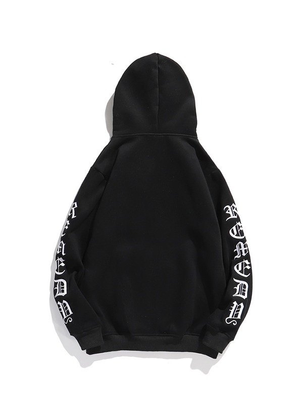 Sudadera con capucha y cremallera con letras góticas para hombre