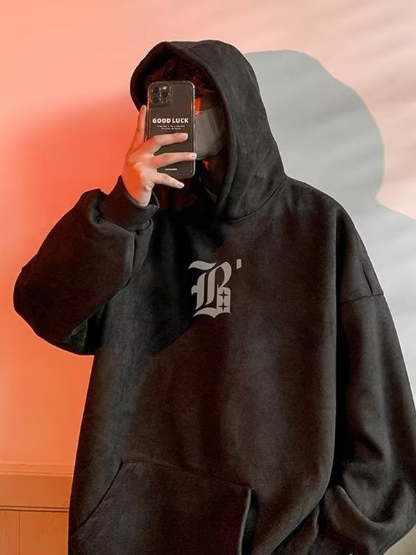 Sudadera con capucha extragrande estampada para hombre