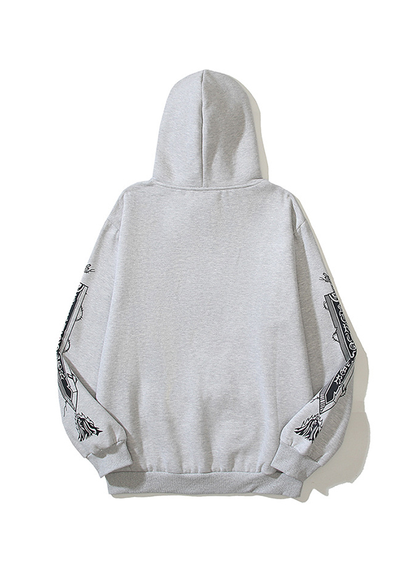 Sudadera con capucha de manga larga extragrande con estampado de terciopelo oscuro para hombre
