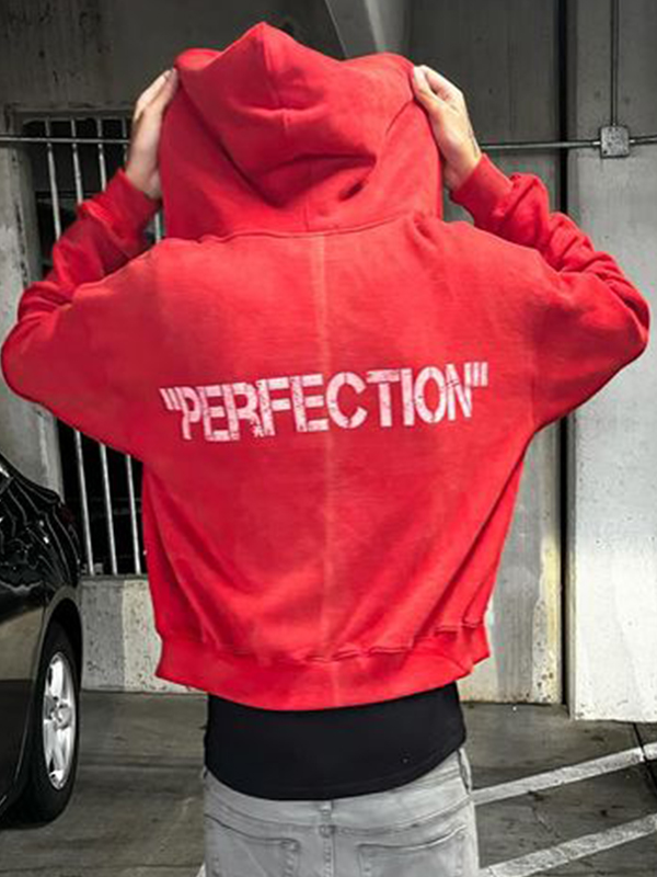 Sudadera con capucha de manga larga y letras de gran tamaño para hombre