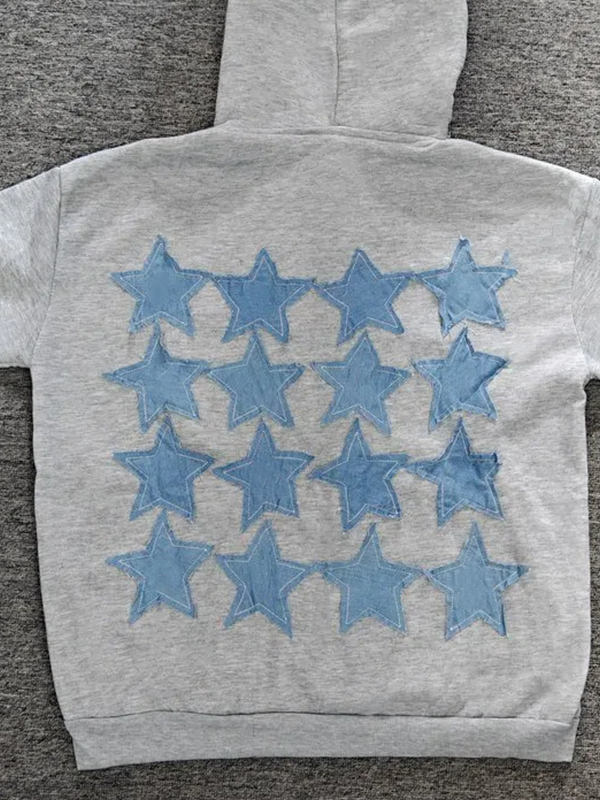Sudadera con capucha extragrande con estampado de estrellas para hombre