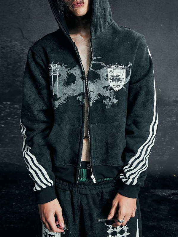 Sudadera con capucha de gran tamaño con rayas y letras