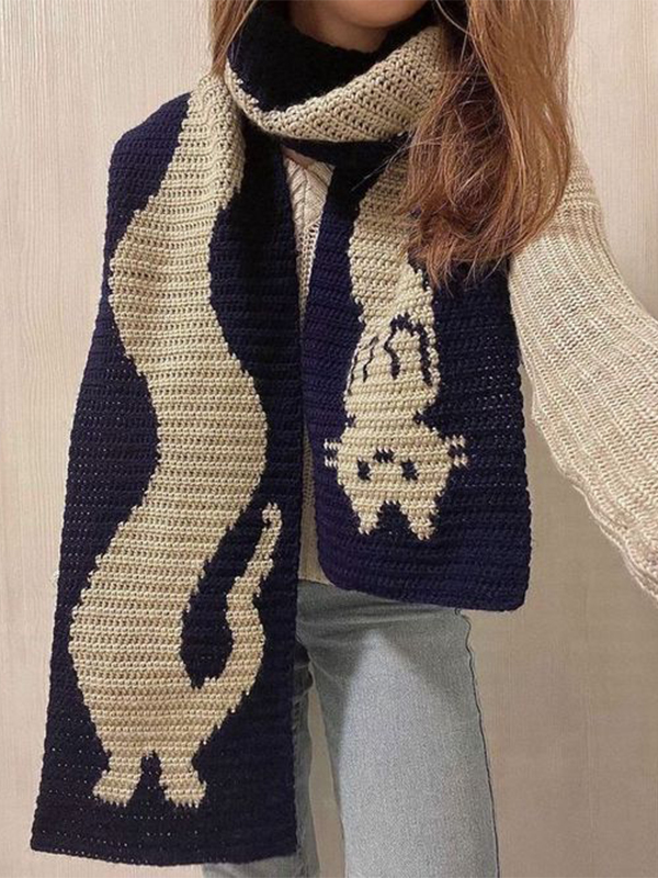 Bufanda con estampado de gato