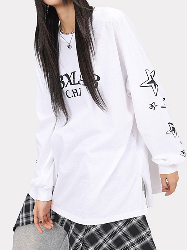 Camiseta de manga larga extragrande con estrellas