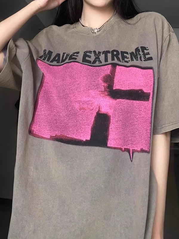 Camiseta de manga corta extragrande de estilo urbano