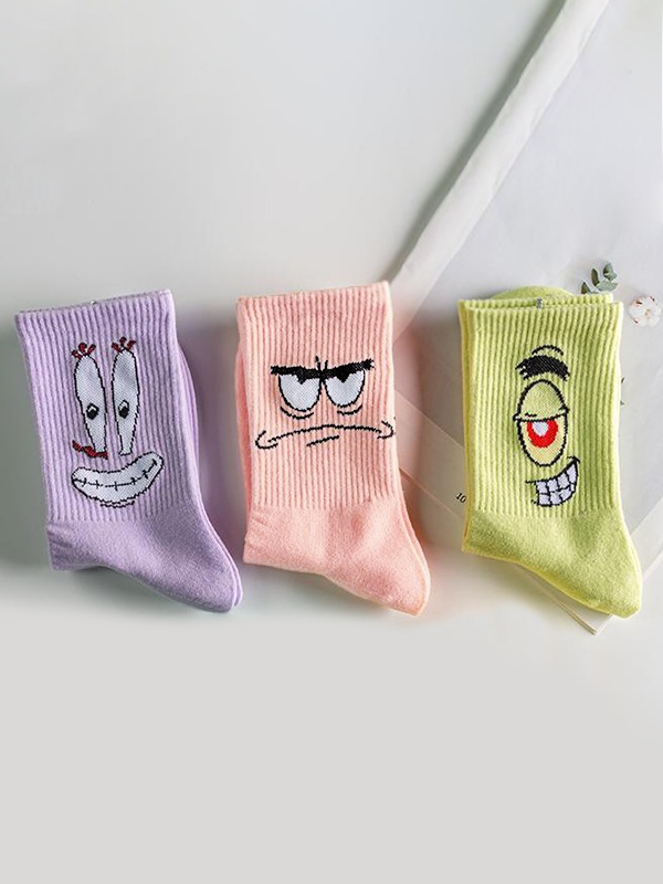 Lindo patrón de dibujos animados calcetines de tripulación