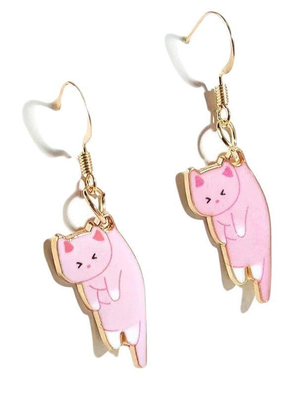 Lindos pendientes colgantes de gatito de dibujos animados