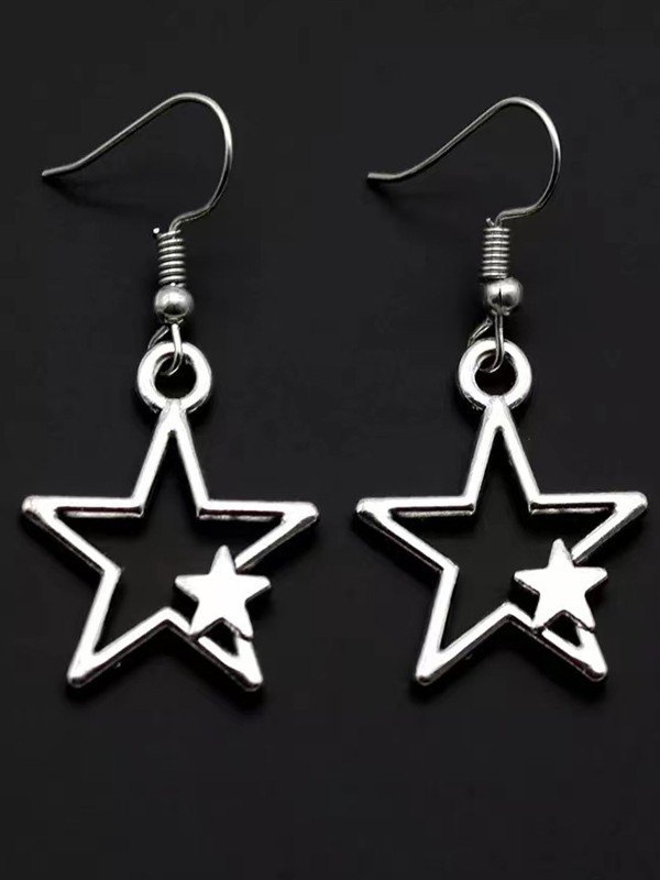 Pendientes colgantes de estrella de plata vintage