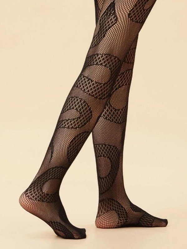 Medias de rejilla con estampado de serpiente